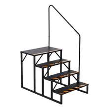 Wohnmobil-Stufen, 4-stufige Wohnmobil-Treppe, 299 kg Tragkraft, Verdickter Kohlenstoffstahl, mit Handlauf, rutschfeste Stufen für Sicheres EIN- und Aussteigen, Geeignet für Wohnmobil, Anhänger