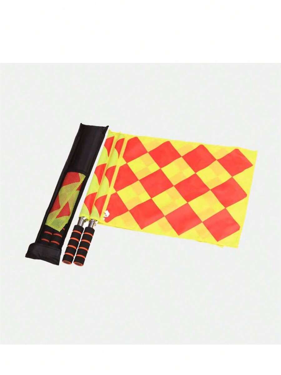 2pcs Checkered Boundary Flags, Referee Flags, Signal Flags, Football Referee Tools