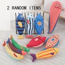 Cat Toys Plush Fish Cat Pillow Scratching Toy, Self-Playing Plush Printed Fish Toy With Sound - Multicolor - View 11