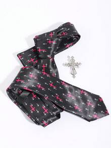 2pcs/Set Men's Handmade Tie And Brooch Set, Suitable For Cosplay, Role-Playing, Photography