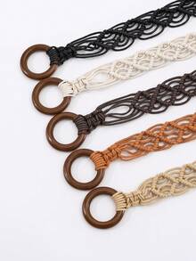 1pc Handmade Wax Rope Woven Belt For Women, Suitable For Dresses - A - View 4