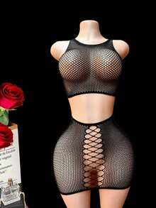 Conjunto de lencería sexy, vestido hueco de mujer de red de pescar lencería sexy para una noche romántica