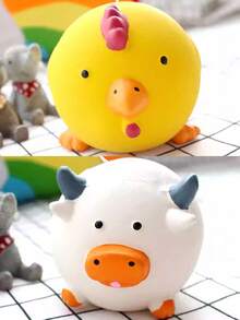 Cute Latex Squeaky Chew Toys For Dogs, Chicken & Animal Shaped, Durable For Teeth Cleaning - Multicolor - View 5