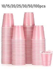 1-100pcs Mini Party Cups, 2oz Pink Shot Cups, Reusable Small Cups, Party Game Bullet Cup, For Snacks Juice, Perfect For Any Parties
