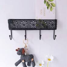 1pc Hollow Out Wall Hook, Minimalist Golden Iron Storage Holder For Household