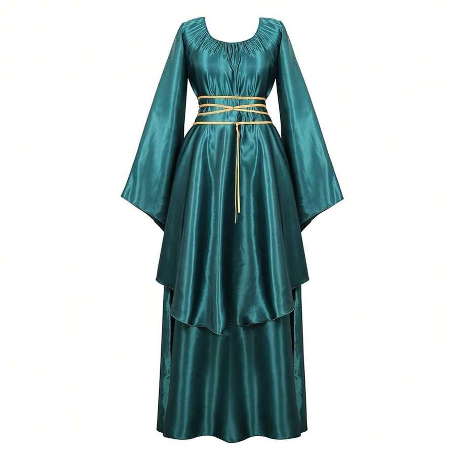 Zhitunemi Renaissance Costume Women Plus Size Medieval Dress Halloween Costumes Gothic Gown{"Size_name":"X-Small","Color_name":"Green"} - 綠色 - 查看 1