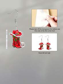 1 Pair Chic Red Christmas Hat Boots Acrylic Earrings For Women Christmas Earrings Novelty Fashion Earrings Jewelry Perfect For Holiday Party Banquets And Daily Activities Christmas Gifts For Women