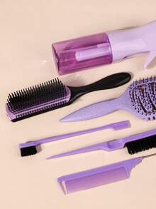 6pcs Styling Comb Set, New Upgrade Curl Defining Brush, 9-Row Cushion Nylon Styling Brushes, Mist Spray Bottle For Hair Bottle 200ml, Teasing Hair Brush, Rat Tail Comb, Edge Brush, Hairdressing Tools, Hairdressing Products And Accessories, From Ponytails To Braids And Sleek Edges, This Set Is Perfect For Managing Fine, Soft Hair, While Offering Precision For Styling And Parting - Multicolor - View 9