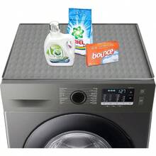 Fundas para lavadora y secadora para la parte superior, almohadilla de silicona de 25.6x 23.6 pulgadas, para mquina de lavandera y secadora, antideslizantes, resistentes al agua, protectores de - 1 pieza + Gris - Ver 2