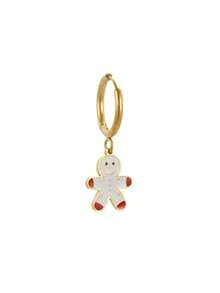 1pc Y2K Stainless Steel Enamel Cartoon Christmas Santa Claus & Reindeer Stocking Earrings, Suitable For Christmas Wear And Everyday Autumn/Winter Wear