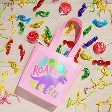 DBLUE PANDA Dinosaur Girl Party Gift Bags Small Pink Totes 24 Count Dinosaur Favor Goodie Bags For Birthday Party Plies - như hình ảnh - Xem 2