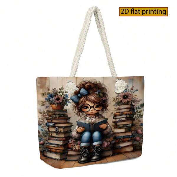 Borsa a tracolla per amanti dei libri - Borsa da viaggio leggera e pieghevole, con cerniera, in tessuto durevole, adatta per donne, insegnanti, amici - Regalo perfetto per lettori e appassionati di libri, zaino, accessorio affascinante