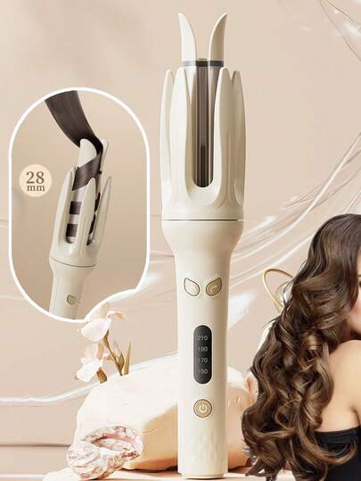 PinkSings Arricciacapelli automatico a tasto singolo con barilotto da 28mm, bacchetta arricciacapelli automatica a sinistra e destra con 4 modalità di temperatura, generatore di ioni negativi, timer intelligente e sensore, spegnimento automatico, il miglior regalo di Natale