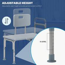 HOMCOM 6-Level Adjustable Bath And Shower Transfer Bench Aluminum Chair With Non-Slip Feet, Armrest & Backrest, Grey - 灰色 - 查看 4