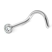 1 件简约不锈钢鼻环，镶嵌 3 颗水钻，弧形鼻钉穿孔饰品