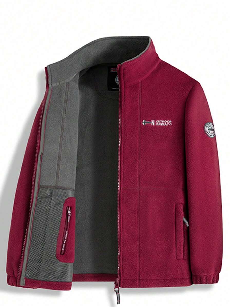 Jachetă bărbătească cu guler înalt, sherpa, căptușită termic cu două fețe, business casual, groasă și caldă, pentru cupluri, toamnă/iarnă, fleece