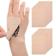 24 Pcs Invisible Tattoo Cover Up Patches, Waterproof Sweatproof Ultra Thin Tattoo Cover Up Patch For Tattoos Scars Birthmarks, 4.7 X 3.3 Inch(Light Skin Tone) - light skin tone - 查看 4