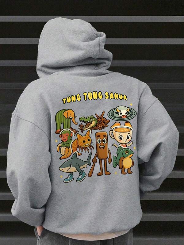 1pc Boys' Casual Printed Pullover Hoodie Sweatshirt, Thermal Lined, Long Sleeve, Autumn/Winter