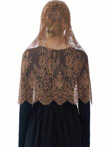 Wgior Spanish Infinity Veils For Church Lace Chapel Veils Catholic Church Veil Latin Mass Head Covering Scarf Mantillahalloween - Màu xanh hải quân - Xem 7