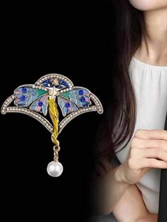 天使胸针，女士胸针和别针，女士胸针，翻领别针，女士珠宝，复古配饰