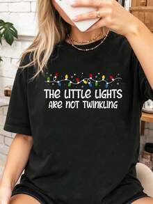 100% Cotton The Little Lights Are Not Twinkling Shirt Ugly Xmas Sweater T-Shirt Summer Tees Women - màu đen - Xem 6