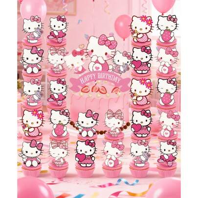 25 شوكة كعكة على شكل قطة KT لتزيين الكعك في حفلات المنزل والحرم الجامعي وحفلات التجمع، ديكور حفلة