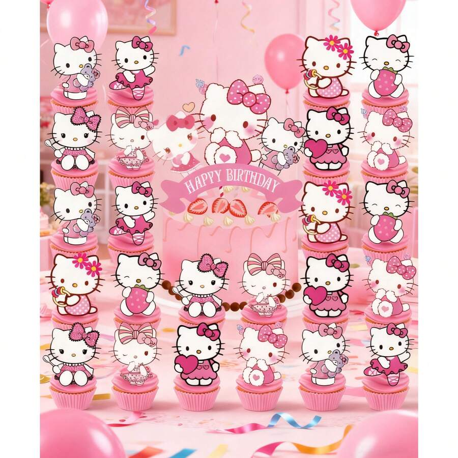 25 شوكة كعكة على شكل قطة KT لتزيين الكعك في حفلات المنزل والحرم الجامعي وحفلات التجمع، ديكور حفلة