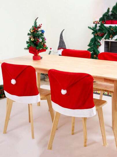 2 Stücke Weihnachtsstuhlbezüge, Weihnachtsdekoration für Café, Hotel, Einkaufszentrum, Fotorequisiten, große Weihnachtsstuhlüberzüge