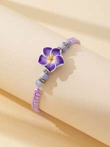 Pulsera de flor de arcilla suave hecha a mano, linda y dulce