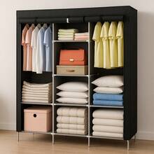 Foldable Wardrobe Clothes Organizer Cheap Closet - màu đen - Xem 6
