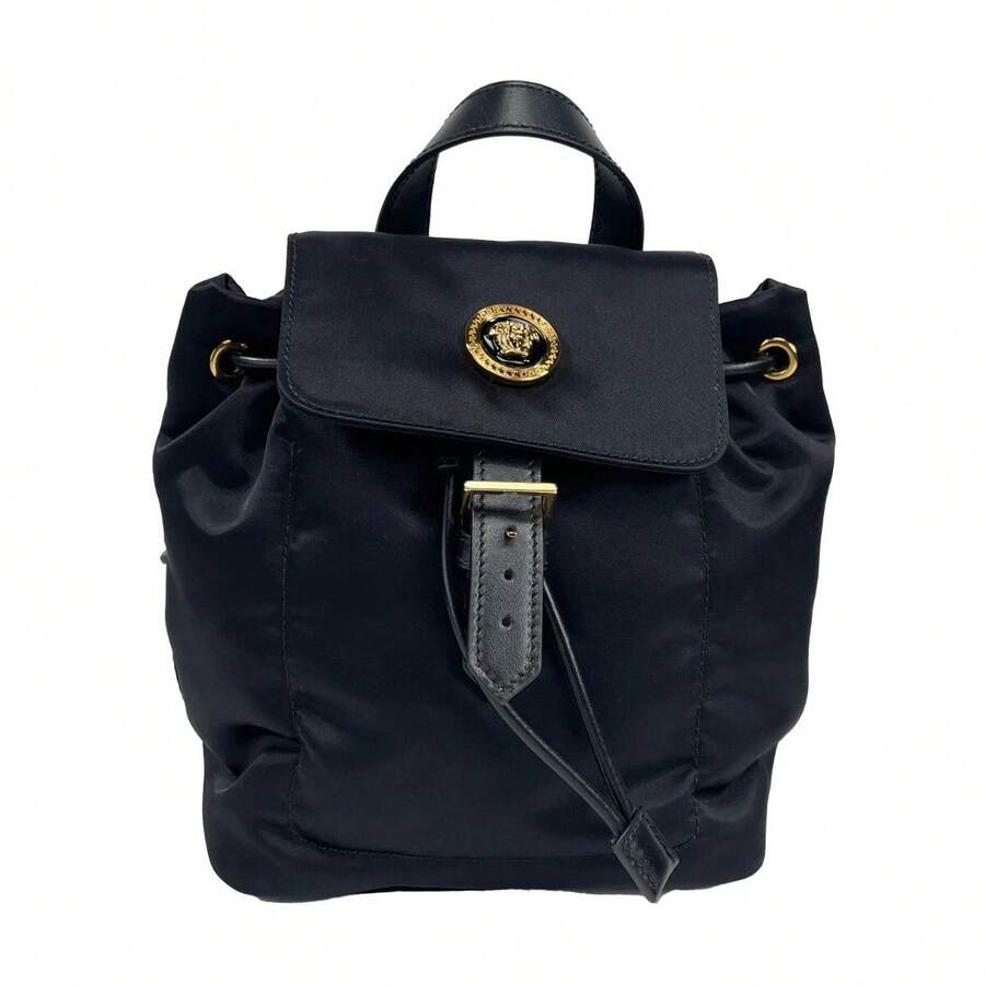 Versace Mini Nylon Medusa Drawstring Backpack Bag - 黑色 - 查看 1