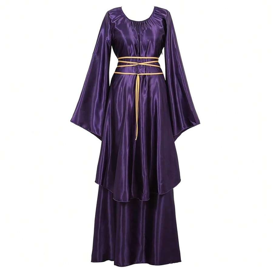Zhitunemi Renaissance Costume Women Plus Size Medieval Dress Halloween Costumes Gothic Gown{"Size_name":"Large","Color_name":"Purple"} - 紫色的 - 查看 1