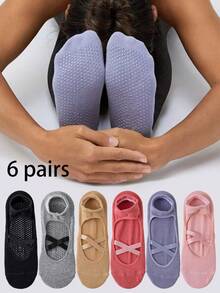 1/2/3/4/5/6 Đôi tất tập Pilates màu trơn cho nữ, đế silicon chống trượt, tất tập Yoga cho các môn thể thao trong nhà, chạy bộ, tập thể dục, nhảy dây, khiêu vũ, trang phục thường ngày, phù hợp với mọi mùa, quà tặng tuyệt vời cho mẹ, bạn gái, chị gái, giáo viên - Nhiều màu - Xem 44