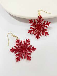 2pcs Snowflake Sequin Earrings, Sparkling Winter Snowflake Earrings For Women, Christmas Party Decoration - Multicolor - View 3