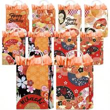 DJapanese Party Favor Bags 16 Pcs Hibachi Goodie Paper Gift Bags Plies Japanese Chinese Folding FansThemed Decorations For Birthday Baby Shower Wedding - Hibachi - 查看 1