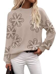 Sweaters Women Fall Fashion 2025 Long Sleeve Turtleneck Pullover Knit Sweater Tops - 花卡其色 - 查看 1