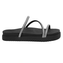 Sandalia Feminina Papete Feminina Birken Tiras Em Strass