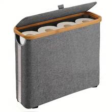 1 قطعة سلة تخزين من البامبو عالية الجودة ذات طراز بوهيمي مستطيلة الشكل بأقسام متعددة لتخزين مستلزمات الحمام، مناسبة لأنواع مختلفة من الغرف، سلة تخزين متعددة الوظائف للحمام والتخزين