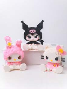 小颗粒可爱猫咪动物积木套装，卡通人物积木套装 - 耐用、可收藏、完美生日礼物、室内装饰、家居装饰、可爱积木卡哇伊卡通积木拼装玩具生日拼图娃娃礼物装饰小挂件 - 彩色 - 查看 7