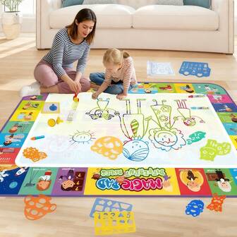 神奇水画布玩具可用于水彩画、绘图板、魔法彩色涂鸦毯、水画布、儿童书写玩具、可重复使用、婴儿生日礼物