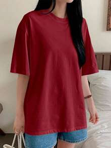 Playera de mujer básica en múltiples colores modernos y elegantes - Vino - Ver 6