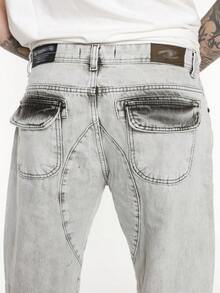 Men's Oversized Wide Leg Jeans Without Elastane - màu xám khói - Xem 6