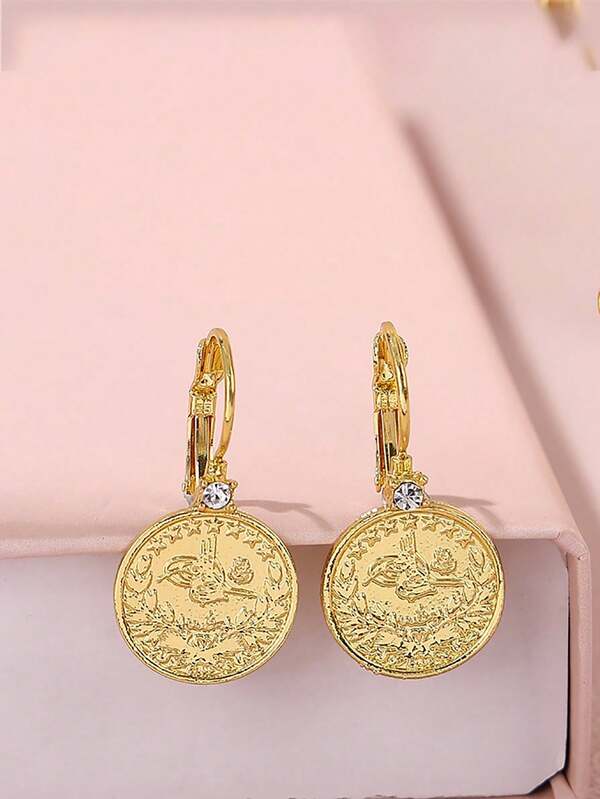 1 Set kleiner Größe, dick verplatteter Goldanhänger-Halskette mit Strass-Ohrringen, Schmuckset für den Nahen Osten, tägliche Partys, Geschenk für Frauen, arabischer Bestseller