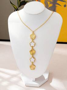 1 件时尚、优雅、迷人的幸运五叶草吊坠长项链