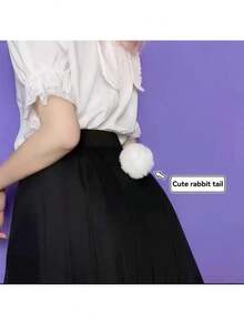 Rabbit Tail Costume Prop - Cute Plush Ball Needle, With White Faux Fur Ball, Durable Polyester Clothing Accessory, Suitable For Halloween And Christmas Party Cosplay Role-Playing Decoration - Multicolor - View 4