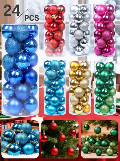3厘米迷你彩色圣诞树装饰球，防碎塑料材质，可悬挂装饰，适用于节日派对、圣诞家居装饰和各种节日装饰。圣诞装饰品、圣诞球、人造圣诞树、圣诞室内装饰礼品、送给女性的礼物、送给母亲的礼物、礼品、鲜花、花蕊、DIY、房间装饰、卧室装饰、植物。