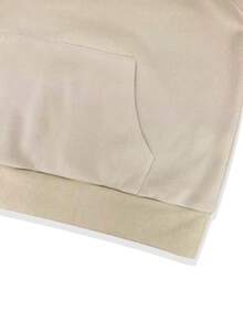 女士新款卡其色抽绳袖侧褶落肩长袖宽松套头衫，时尚简约休闲运动骑行跑步户外基础款卫衣，秋冬款 - 卡其色 - 查看 9