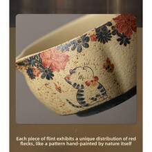 1 Set Sakura Katzen Muster Feuerton Teeschale Set, hochtemperaturgebrannt, innen glasiert für einfache Reinigung, handpolierter Boden zum Schutz von Oberflächen, geeignet für Feiertage, Geburtstage, Geschenke, Zuhause, Büro, Outdoor, inklusive Bambus Teeburste & passende Accessoires, Geschenkbox für Tee-Set aus der Song-Dynastie