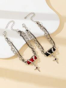 Starry Wrapped Rhinestone Titanium Steel Men Bracelet, New Design, Fashionable Accessory