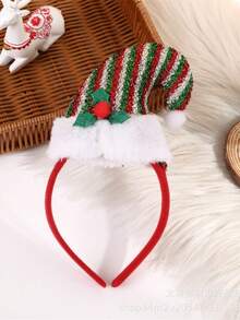 1 Stück Weihnachts-Elfen Haarband, süßer rot-grün gestreifter Weihnachts-Elf Haarschmuck, Party-Stil, Kostümzubehör, Feiertags-Party Dekoration - Verschiedenfarbig - Übersicht 3